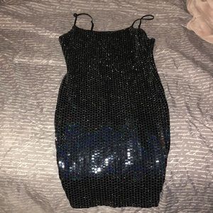 Fashionable metallic bodycon spaghetti strap dress